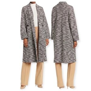 MAX STUDIO Black and White Knit Tweed Double Breasted Jacket M NWT